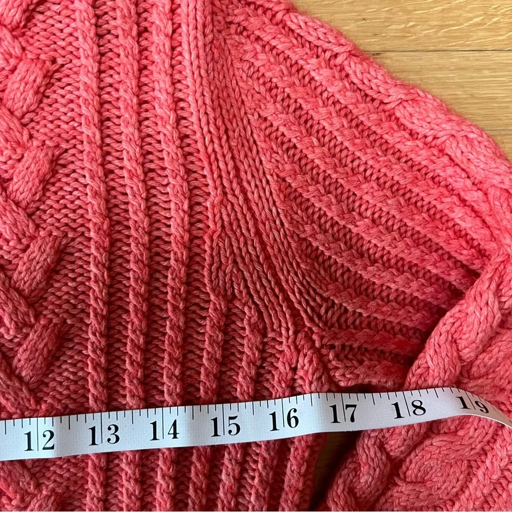 EDDIE BAUER coral coloured chunky cable knit turtleneck angora blend sweater - Picture 5 of 14